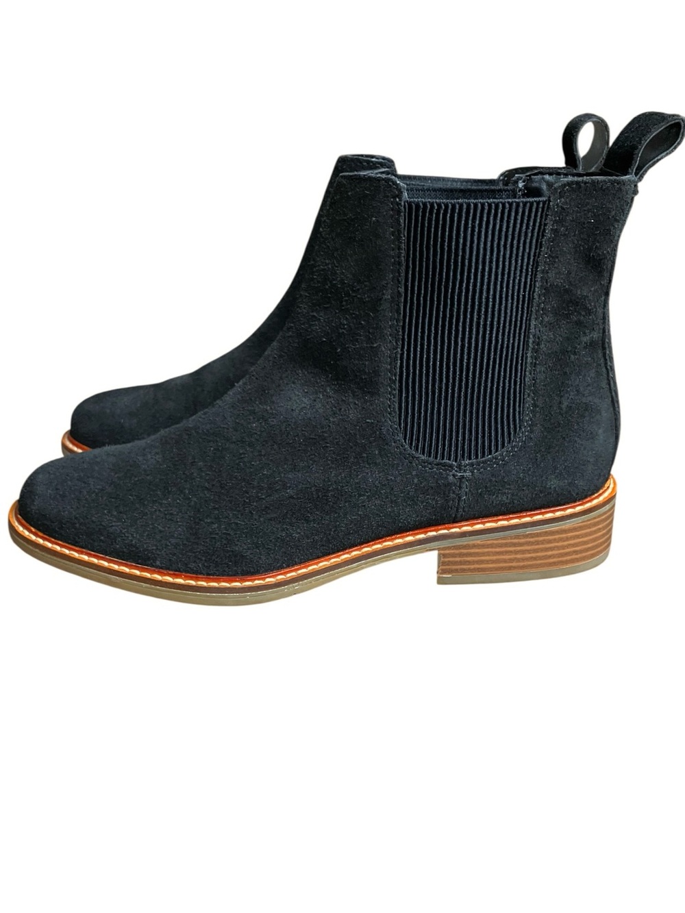 Clarks Women's Boots 10 Black Suede Cologne Arlo Chelesa Boot Excellent